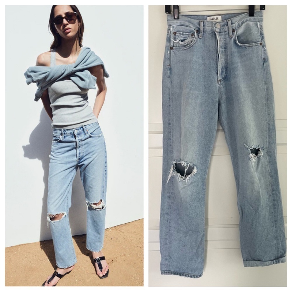 Agolde 90’s mid-rise straight straight distressed blue jeans 26832